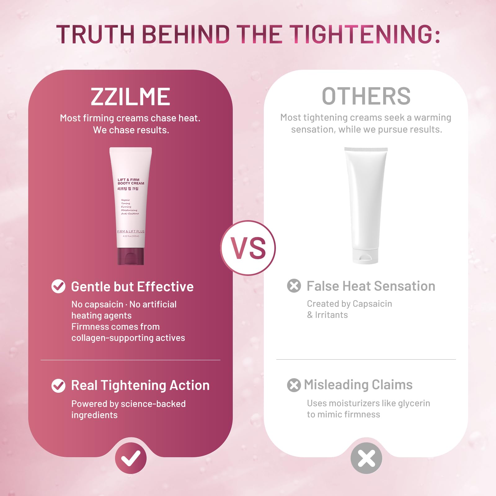 ZZILME B Tight cream swatch on skin for instant refreshment.