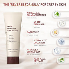 ZZILME Crepe Fix Cream neck application showing tightened-looking skin.
