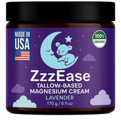 ZzzEase magnesium lotion for kids bottle pour with calming lavender aroma for restful evenings.